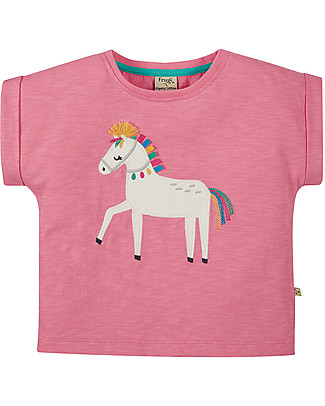 Frugi Sophia Slub T-shirt - Mid Pink/Horse - Organic Cotton T-Shirts And Vests